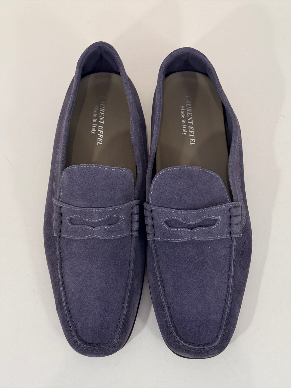 Laurent Eiffel Suede Loafers in Navy Blue